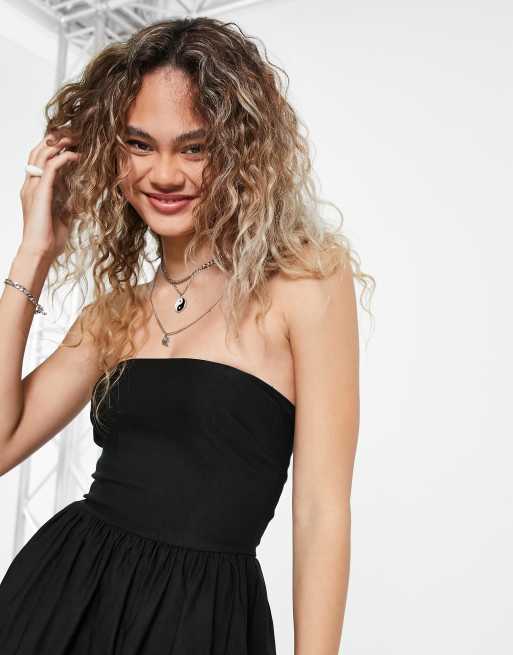 Vestido corto negro abullonado con escote palabra de honor de COLLUSION , 4 de 4