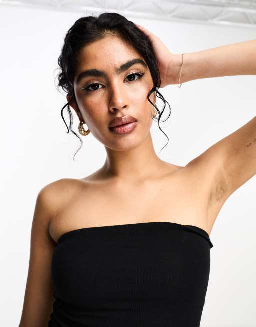 Vestido corto negro ajustado palabra de honor de ASOS DESIGN, 3 de 4
