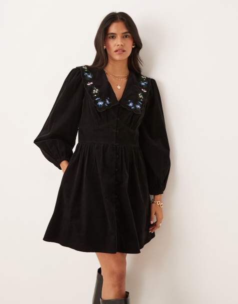 Vestido corto negro con bordado en las solapas Birdie de Nobody's Child - view 1