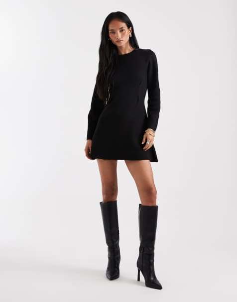 Vestido corto negro con cintura marcada de ASOS DESIGN - view 1