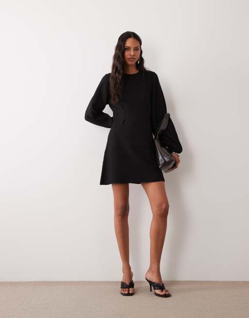 Vestido corto negro con cintura marcada de ASOS DESIGN, 1 de 4