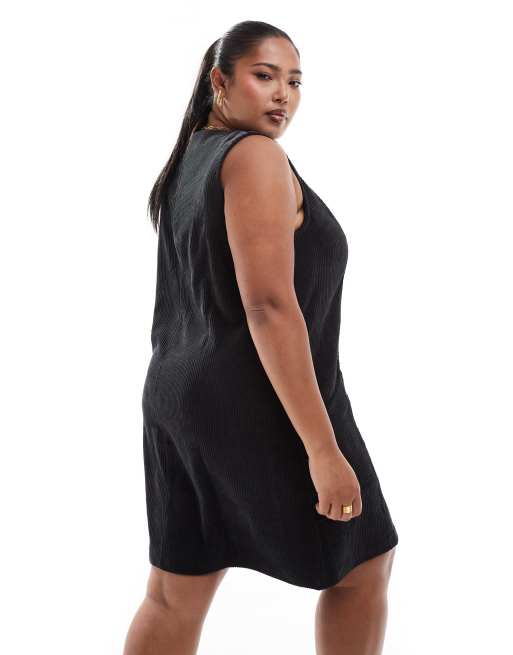Vestido corto negro con cremallera de pana de ASOS DESIGN Curve, 4 de 4