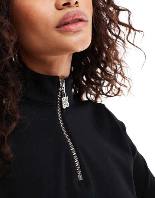 Vestido corto negro con cuello alto con cremallera de HUGO Red, 3 de 4