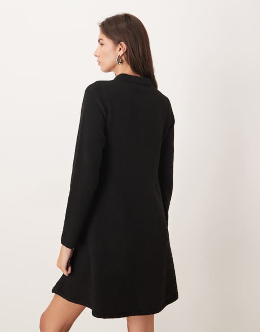 Vestido corto negro con cuello estilo polo de punto de JDY, 3 de 4