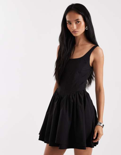 Vestido corto negro con detalle de corsé de ONLY, 2 de 4