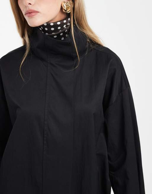 Vestido corto negro con detalle estilo gabardina de ASOS DESIGN, 3 de 4