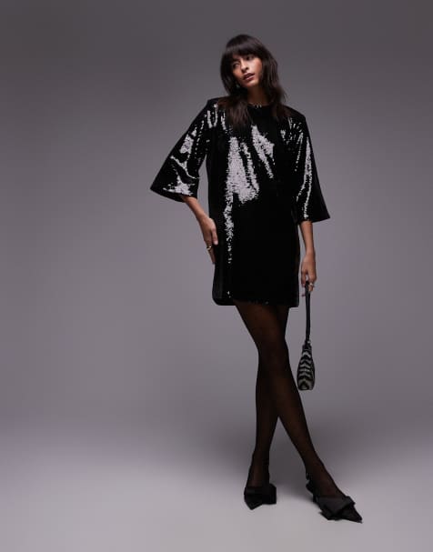 Vestido corto negro con diseño integral de lentejuelas de & Other Stories - view 1