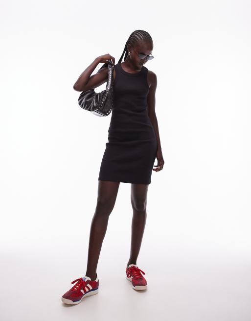 Vestido corto negro con espalda de nadadora de Topshop