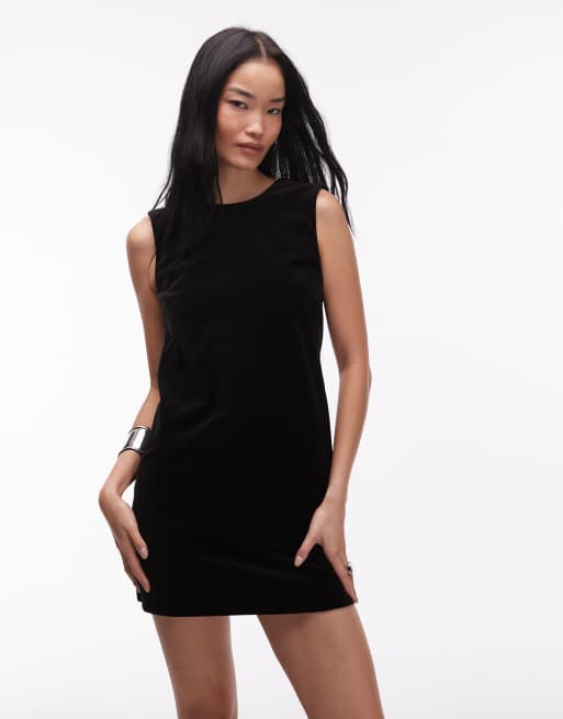 Vestido corto negro con espalda de pico baja de terciopelo de & Other Stories, 2 de 4