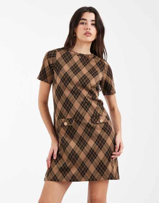 Vestido corto negro con estampado de cuadros de jacquard de New Look, 4 de 4