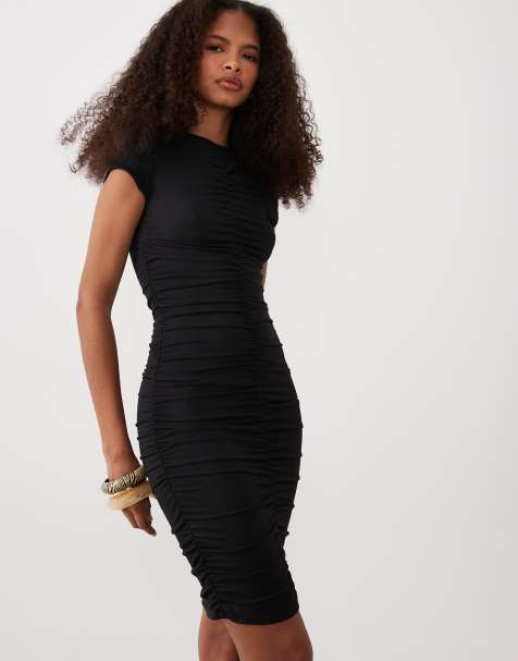 Vestido corto negro con parte delantera fruncida de ASOS DESIGN - view 1