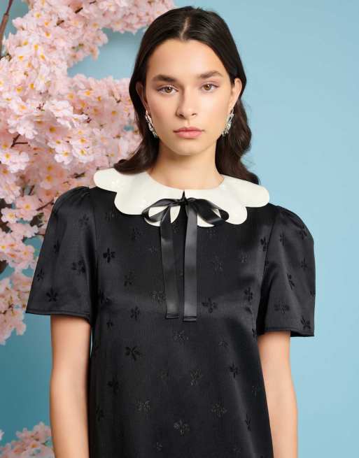 Vestido corto negro con patrón de jacquard de Sister Jane, 2 de 4