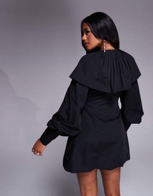 Vestido corto negro con solapas de ASOS LUXE, 4 de 4