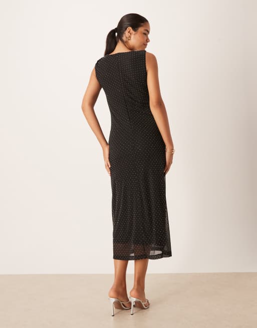 Vestido corto negro con strass de VILA, 3 de 4