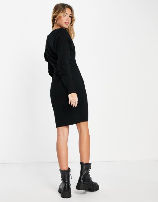 Vestido corto negro cruzado en la parte delantera de punto de Vero Moda, 2 de 4