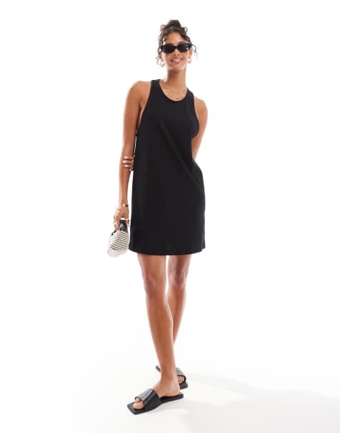 Vestido corto negro de corte recto con detalle retorcido en la espalda de ASOS DESIGN - view 1