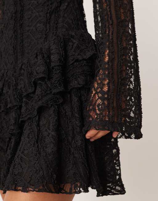 Vestido corto negro de encaje Tabby de Free People, 4 de 4