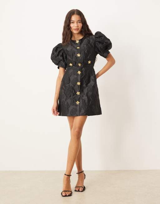 Vestido corto negro de jacquard Anemone de Sister Jane, 4 de 4