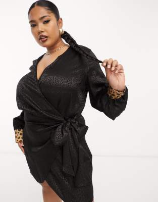 Vestido Corto Negro De Jacquard Satinado De Never Fully Dressed Plus-Black