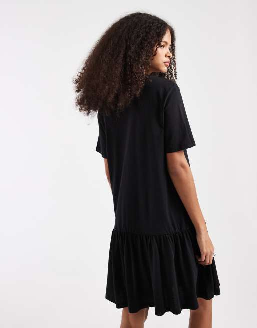 Vestido corto negro de manga corta con cintura baja de Pieces, 4 de 4