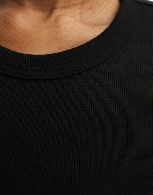Vestido corto negro estilo camiseta de canalé de Noisy May, 4 de 4