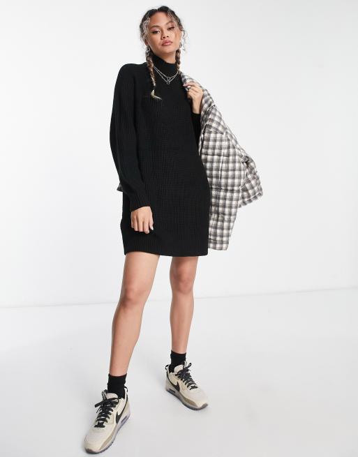 Vestido corto negro estilo jersey con cuello alto de punto de Noisy May , 4 de 4