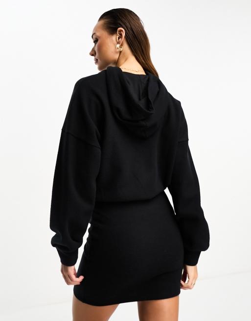 Vestido corto negro estilo sudadera con capucha de tejido supersuave de ASOS DESIGN, 4 de 4