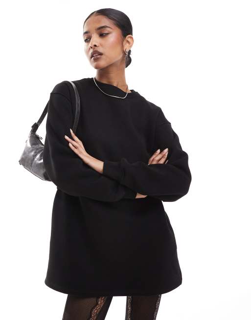 Vestido corto negro extragrande estilo sudadera de ASOS DESIGN
