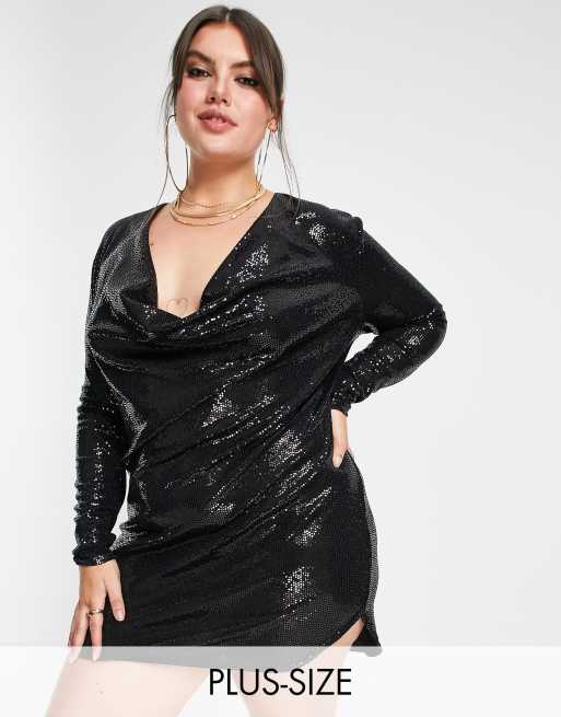 Vestido negro brillante discount corto