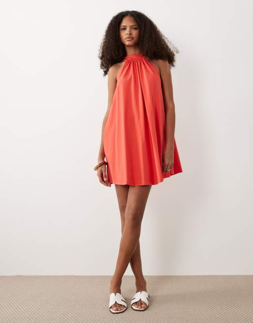 Vestido corto rojo con detalle de lazada en la espalda de ASOS DESIGN, 2 de 4