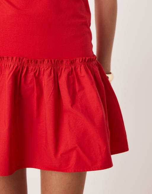 Vestido corto rojo de talle bajo de Miss Selfridge, 4 de 4