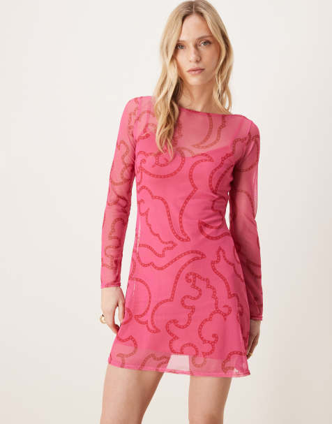 Vestido corto rosa de malla de Never Fully Dressed Petite - view 1
