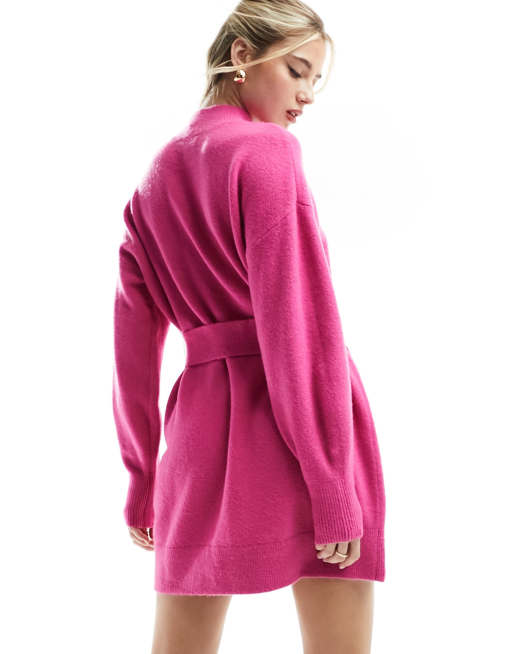 Vestido corto rosa de punto con cinturón de & Other Stories, 3 de 4