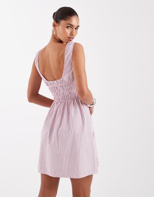 Vestido corto rosa pastel a rayas amplio de JJXX, 4 de 4