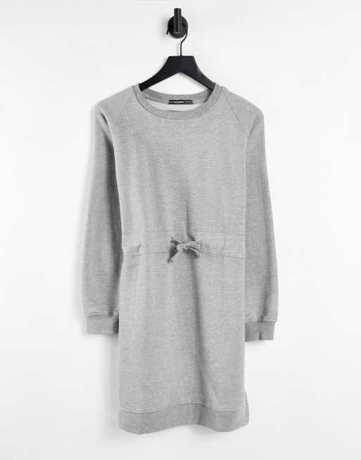 Vestido corto tipo jersey gris anudado en la cintura de Threadbare