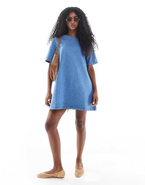 Vestido corto vaquero azul medio estilo camiseta de ASOS DESIGN - view 1