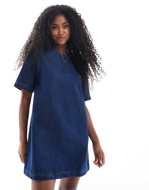 Vestido corto vaquero estilo camiseta de ASOS DESIGN