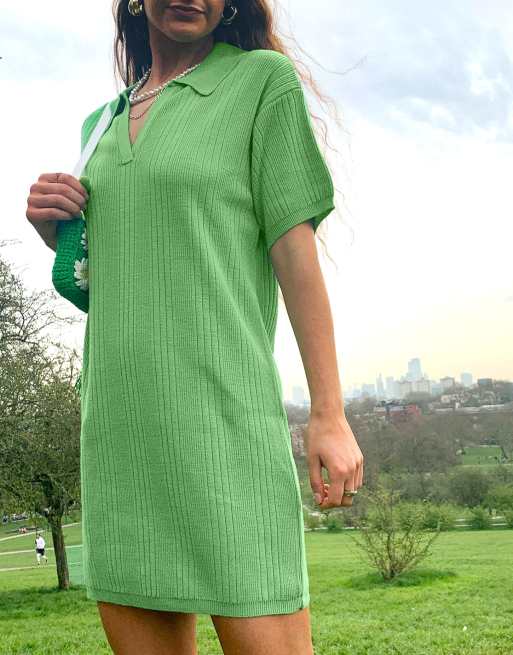 Vestido corto verde con detalle de cuello polo de ASOS DESIGN