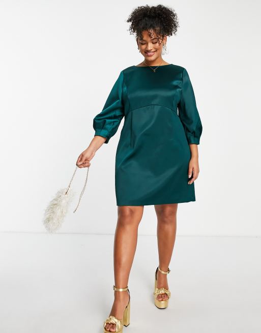 Vestido corto verde esmeralda con lazo en la espalda de Forever New Curve, 4 de 4
