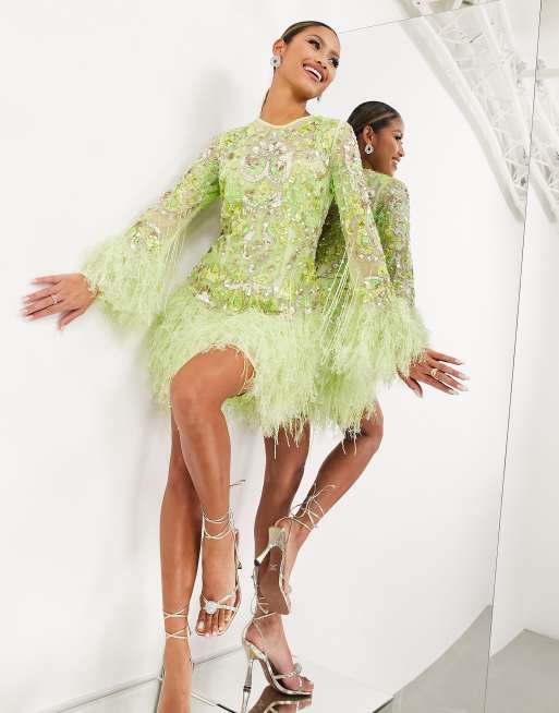 Plumas Vestidos De Lentejuelas Asos Vestido Corto Verde Lima