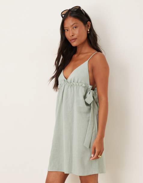 Vestido corto verde salvia con detalle de lazo de VILA Petite - view 1