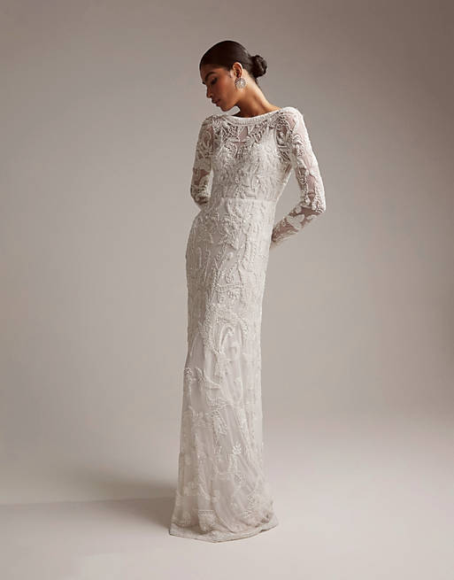 Vestido de boda color marfil con diseño de cuentas Alice de ASOS EDITION |  ASOS
