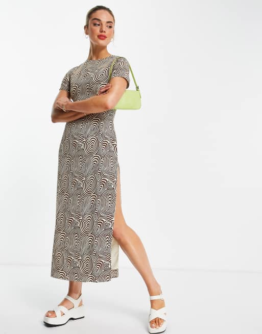 Vestido de corte recto con estampado de remolines y abertura hasta el muslo de Annorlunda