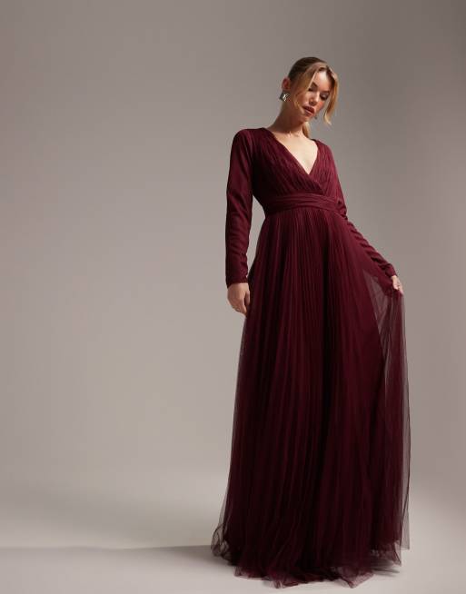 Vestido granate sales manga larga