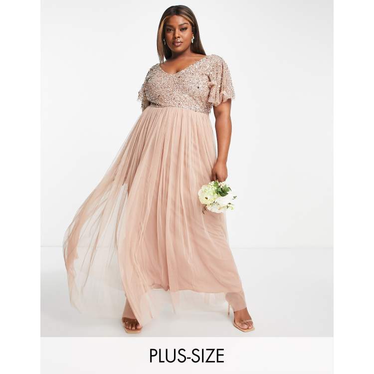 maya curve bridesmaid dresses Maya Dark Sage Green V Neckline Embellished Maxi Dress  Maya Deluxe