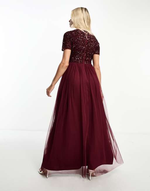 Vestidos color vino largos para damas de best sale honor
