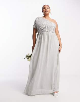 Genevieve Sin Tirante Corto Vestidos De Dama De Honor De Verano Gris Acero Tallas Grandes