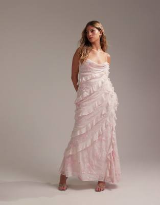 Vestidos Largos Para Damas De Honor Junior Con Escote En V Rosa Claro main image 0