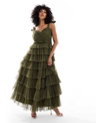 Vestidos Largos Para Damas De Honor Junior Con Escote En V Verde Oscuro main image 0