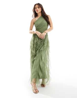 Vestidos sencillos de dama de honor con tirantes finos Verde Oliva
